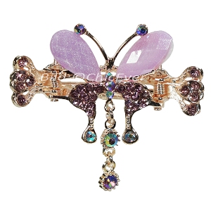 Haargreifer Schmetterling Haarspange Haarkneifer Haarklammer Metall & Strass lila violett gold 4863e